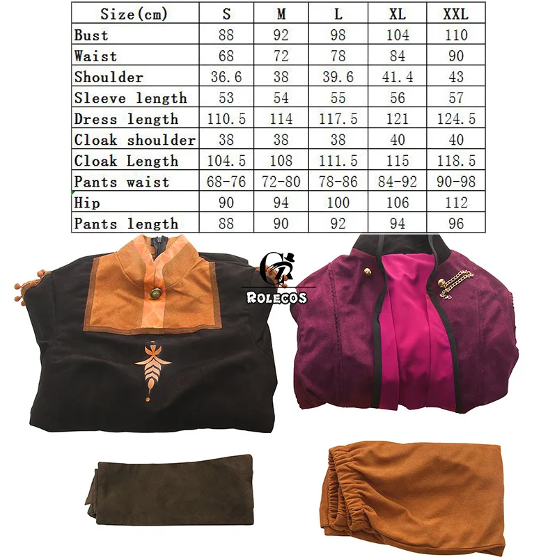 ROLECOS Анна Косплей Костюм Принцесса платье плащ брюки женский косплей костюм