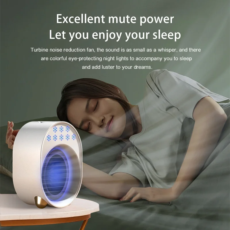 Портативный охлаждающий вентилятор для кондиционера настольный со светодиодной