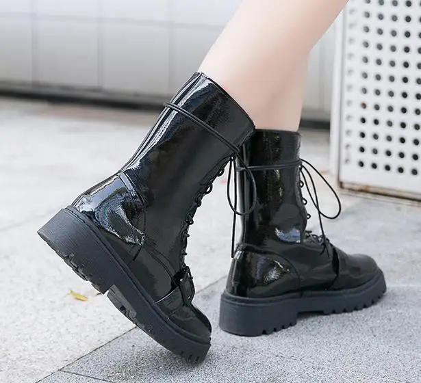 Женские зимние ботинки Модные ботильоны с квадратным каблуком спереди на молнии