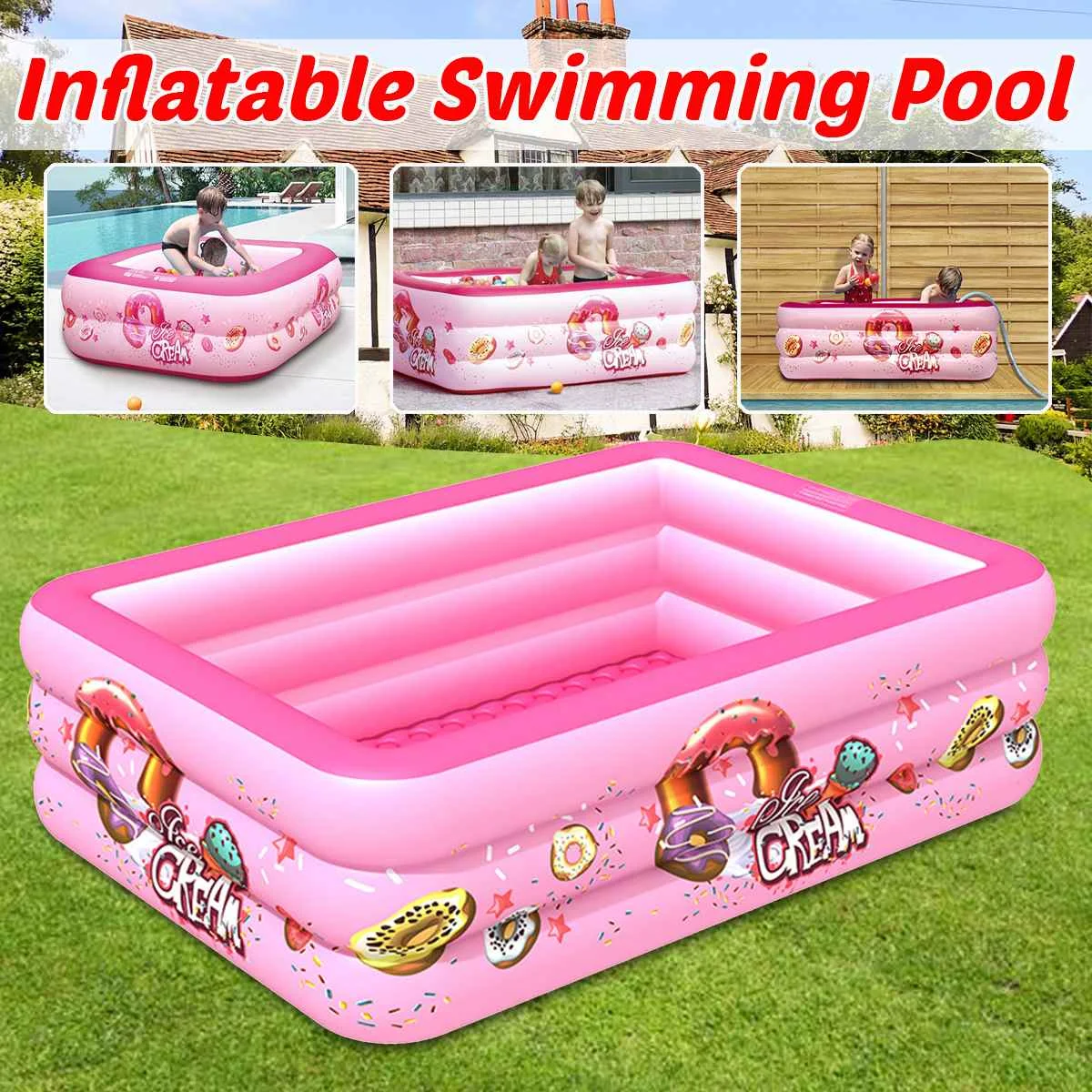 

Portable Paddling Pool Baby Swimming Pool Kids Inflatable Swimming Pool Children Bathing Tub Baby Toddler Paddling 3 Layers
