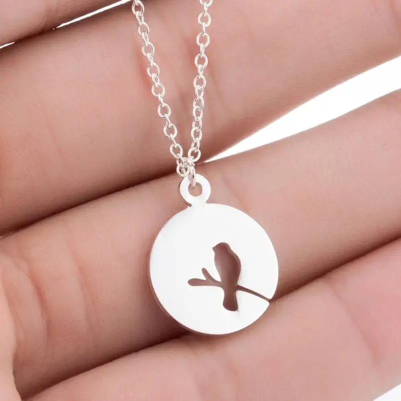 

Jisensp Женская мода птица на ветке Подвески Ожерелья богемные ювелирные изделия цепочка из нержавеющей стали ожерелье Очаровательная бижуте...