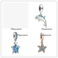 25 sterling silver charm shimmering dolphin dangle charm bead fit women pandora bracelet necklace diy jewelry