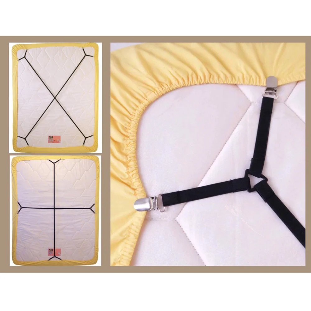 

Sheet Bed Suspenders Adjustable Crisscross Fitted Sheet Band Straps Grippers Mattress Pad Duvet Cover Bed Sheet Corner Holder