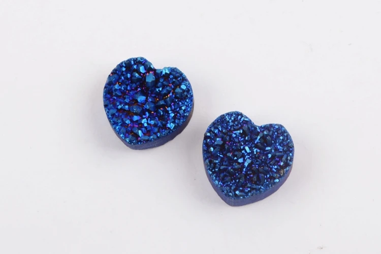 Blue BOROSA Druzy ювелирные изделия, 10 шт стильное сердце Радужный Титан друзы бисера из натурального Друзового камня бусины для ожерелья браслет ювелирные изделия LS066 - Цвет: Blue