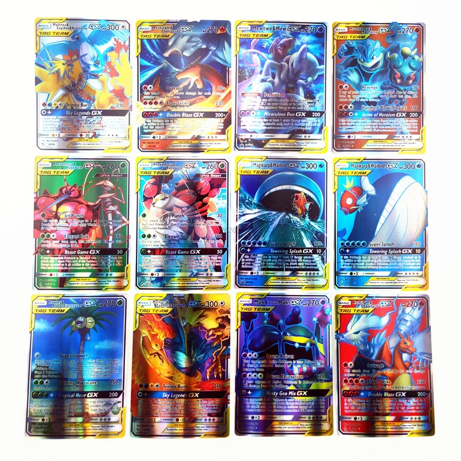 

TOMY 120 PCS Pokemon Card Lot Featuring 80tag team 20mega 20 ultra beast Gx