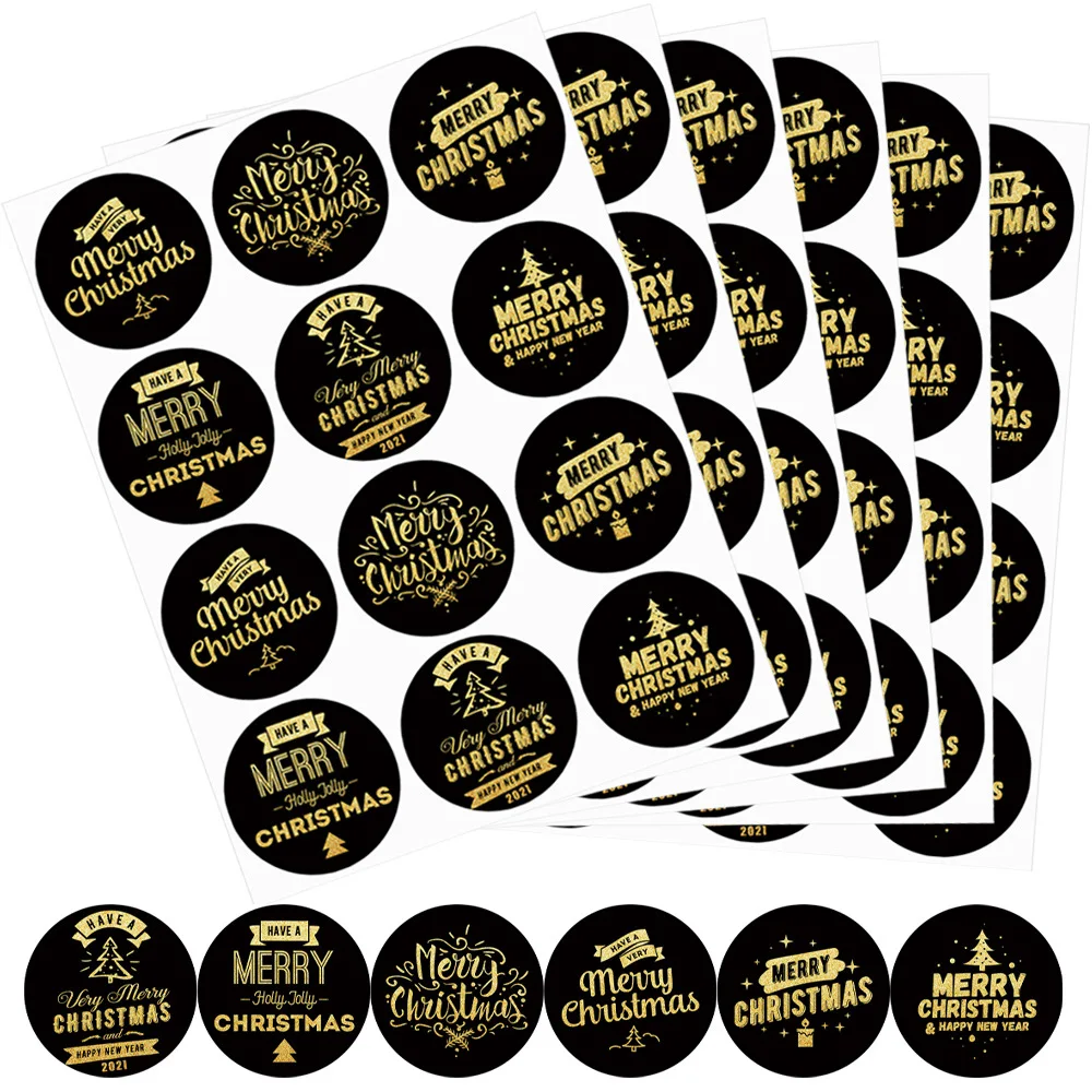 

Dia: 5cm 120pcs/lot Black Paper Sticker Gold Marry Christmas Holiday Stickers Packaging Label Wedding Bags Decorate