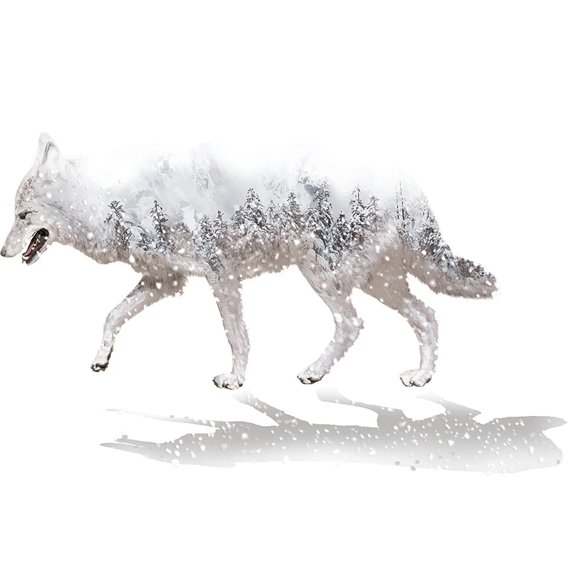 [SHIJUEHEZI] Креативные деревья олень волк наклейки на стену DIY животные настенные для