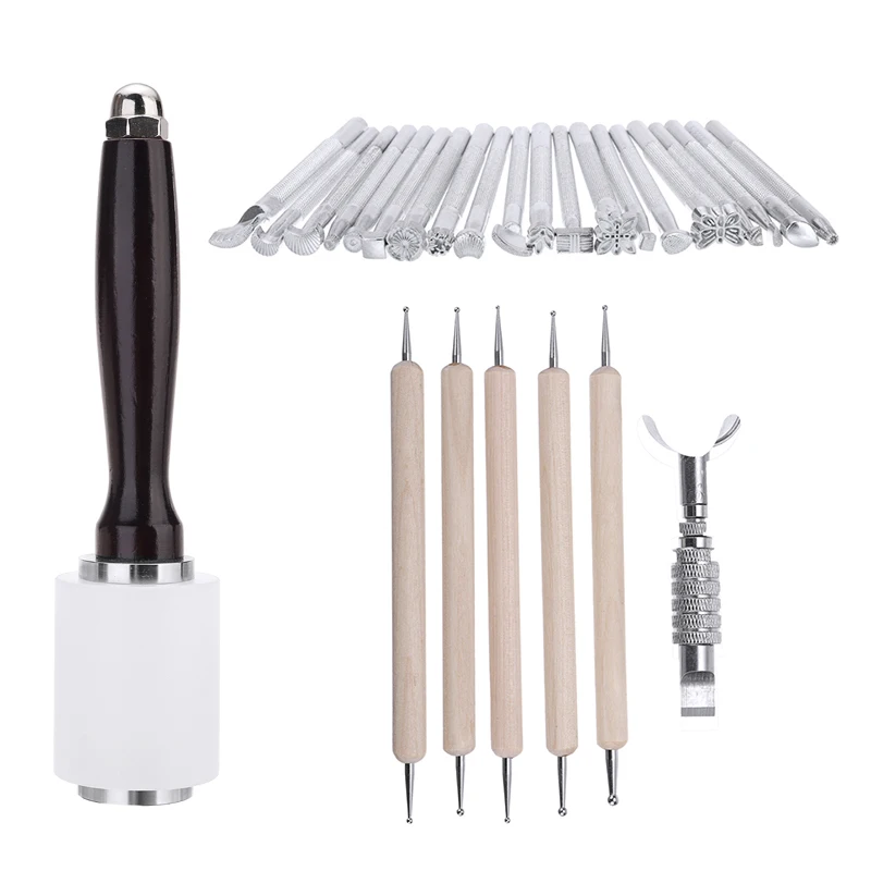 27 шт. набор инструментов для работы с кожей|Наборы обработки кожи| |