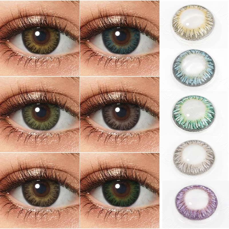 Цветные линзы для глаз 1 пара линз синие контактные цветные 3 тона