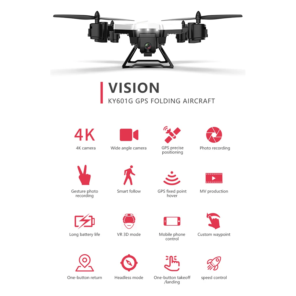 KY601G ABS wifi Антенна вид 4 канала интеллектуальная фотография Дрон 4K HD FPV