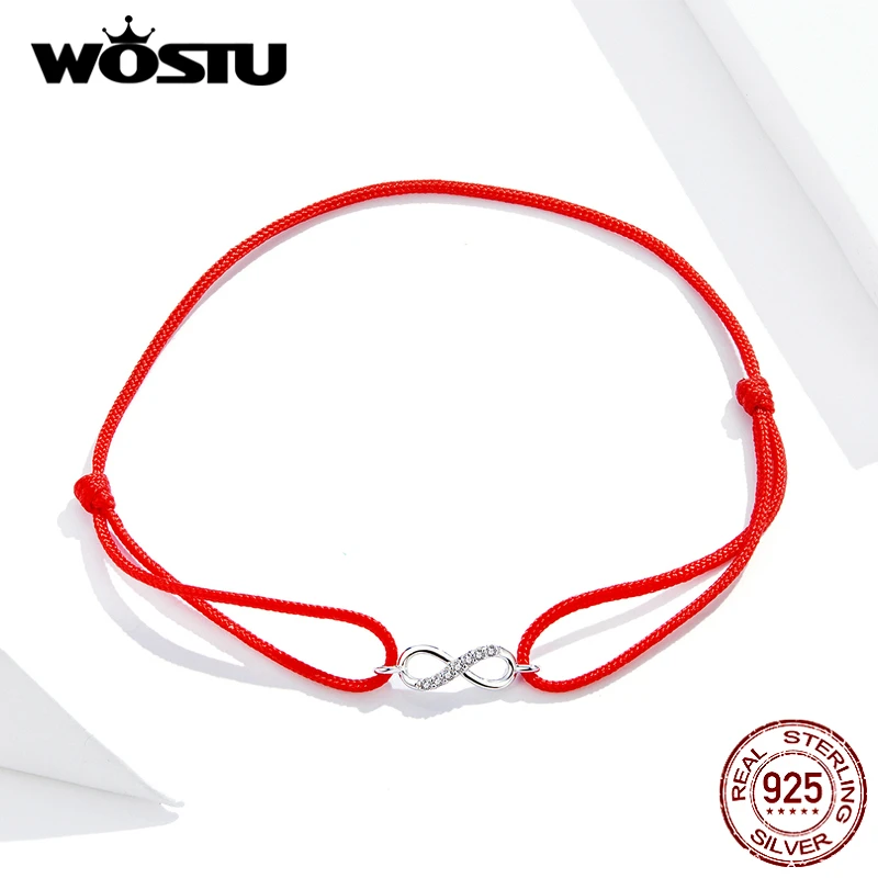 Женский браслет из стерлингового серебра 925 пробы WOSTU Lucky Infinite Love свадебные