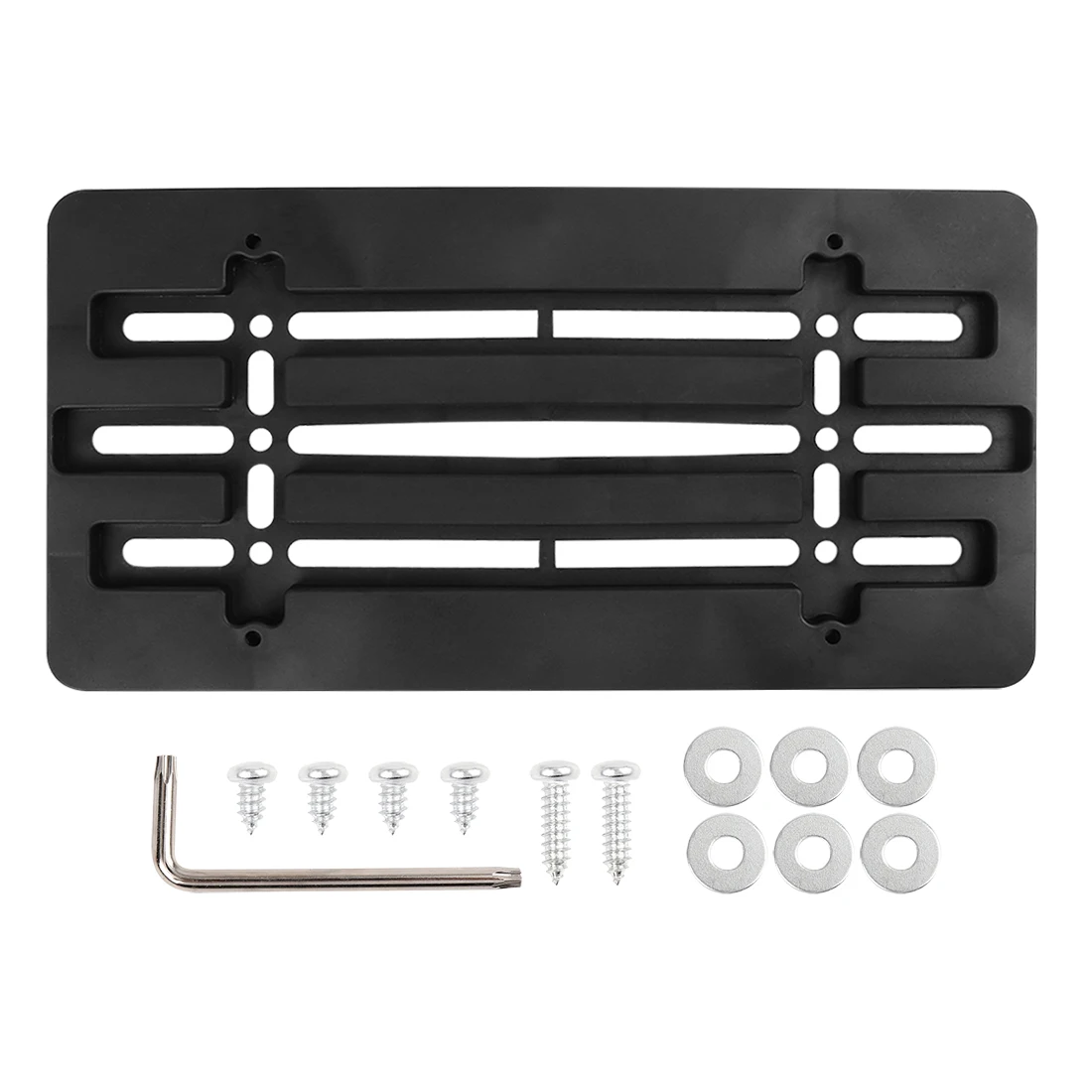 

X Autohaux Universal License Plate Bracket Holder Front Bumper w/ 6 Secure Screw Wrench Kit License Plate Frame for Car Number
