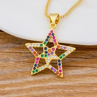 aibef new simple jewelry shiny rhinestone cubic zircon star pendant necklace pentagram best birthday gift gold chain necklaces