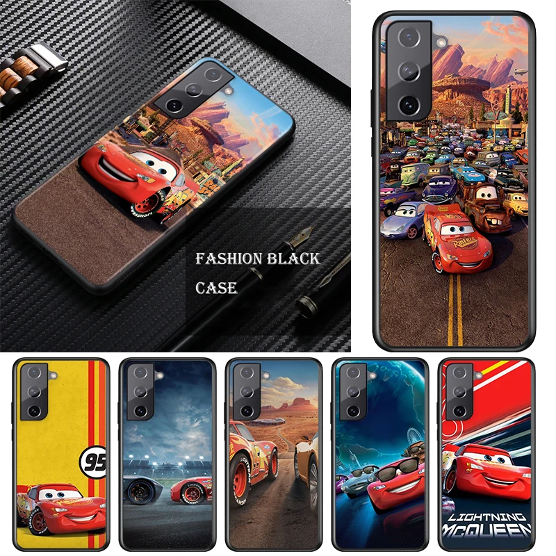 For Samsung Galaxy S21 S20 FE S22 Ultra Pro Lite S10 5G S10E S9 S8 S7 S6 Edge Plus Black Soft Cars Lightning McQueen Phone Case