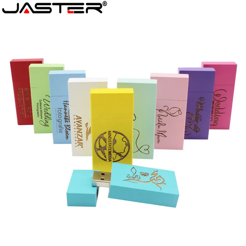 JASTER логотип персональный деревянный красочный блок USB флэш накопитель