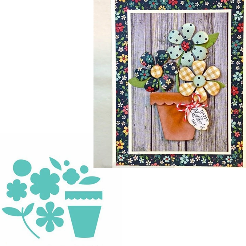 Металлические трафареты для вырезания цветов в горшке изготовления карточек