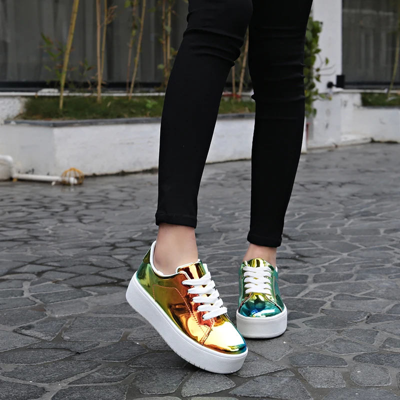 

Ladies Casual Shoes Spring Fashion Platform Shoes Woman Lace-Up Flat Sneakers For Women Chunky Trainers Zapatos Para Mujer