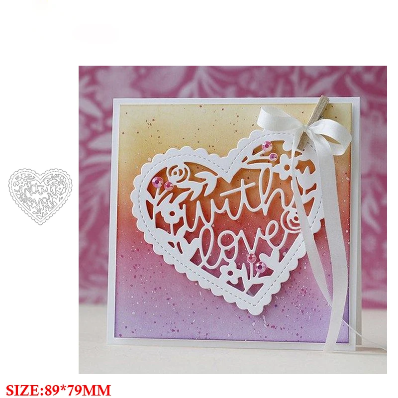 

2021 New Metal Cutting Die For Scrapbook and Embossing Heart Background Stitched Frame Diy Paper Craft Card Making