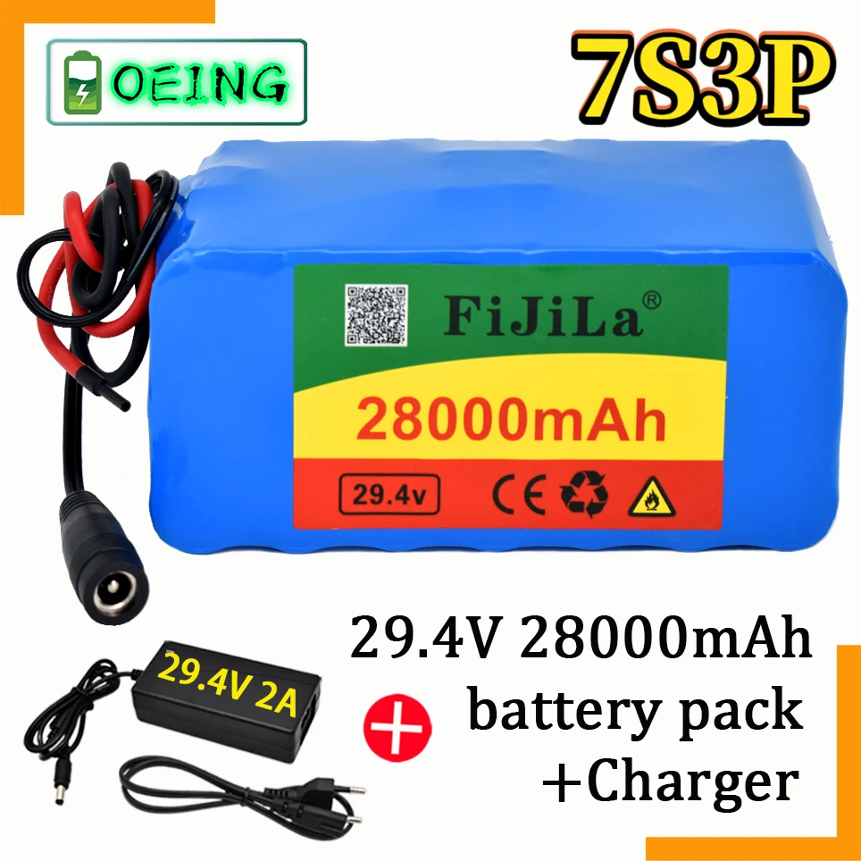 

2021 NEW 7s3p 18650 battery lithium battery 29.4v 28000mah electric bicycle moped electric lithium ion battery pack+2A charger