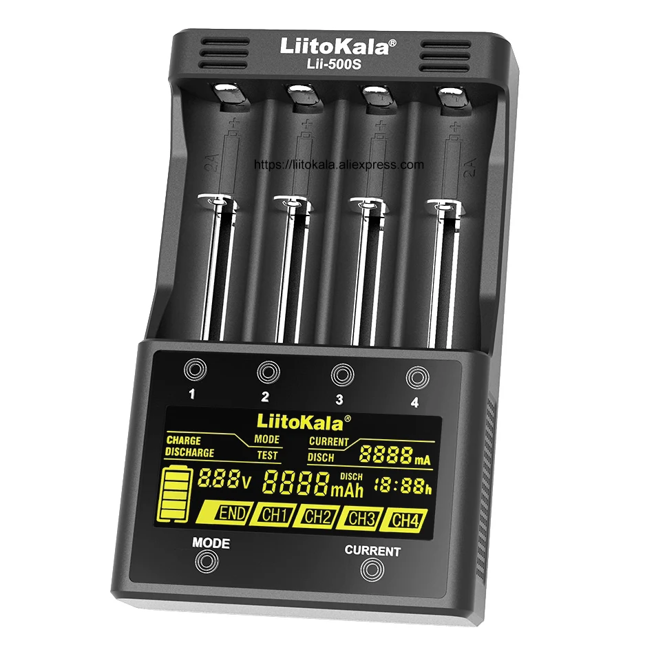 

LiitoKala Lii-S6 Lii-PD4 Lii-500 Battery Charger 18650 6-Slot Car-Polarity Detect For 18650 26650 21700 32650 AA AAA Batteries