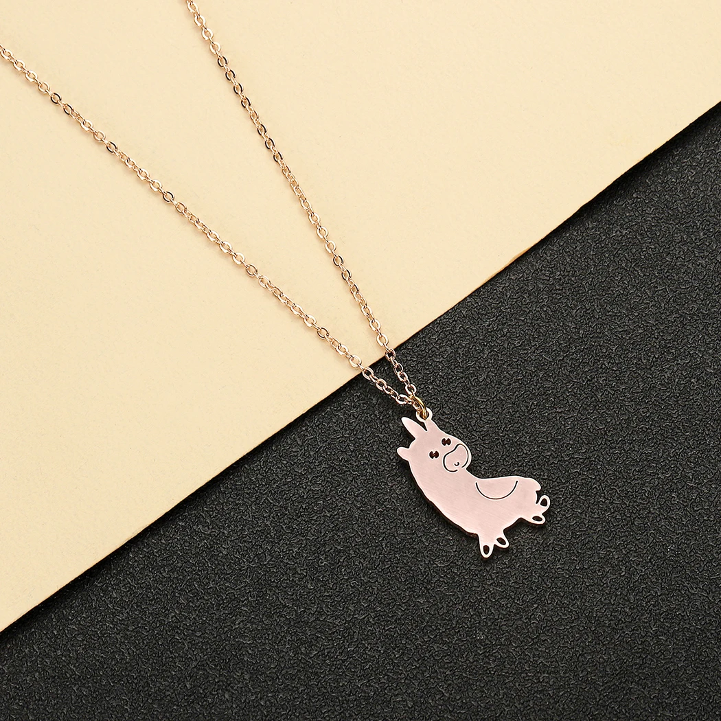 Kinitial Милая Альпака кулон ожерелье модное с лошадью животное и подвески для