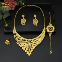 nigerian wedding jewelry set big dubai luxury 24k gold color african necklace bracelet earring ring jewellery for women set
