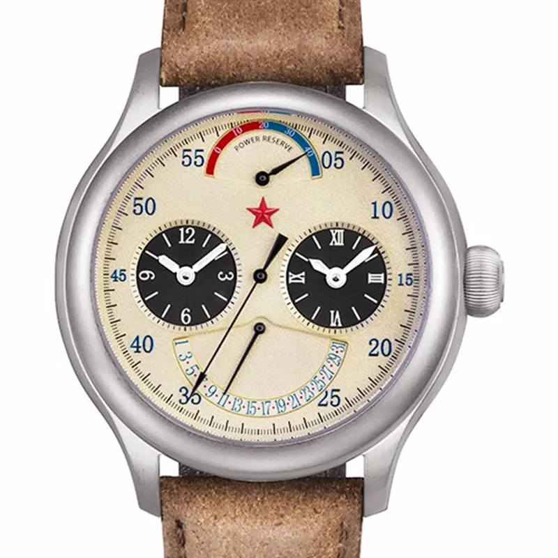 Часы наручные мужские механические с двойным часовым поясом китайские винтажные
