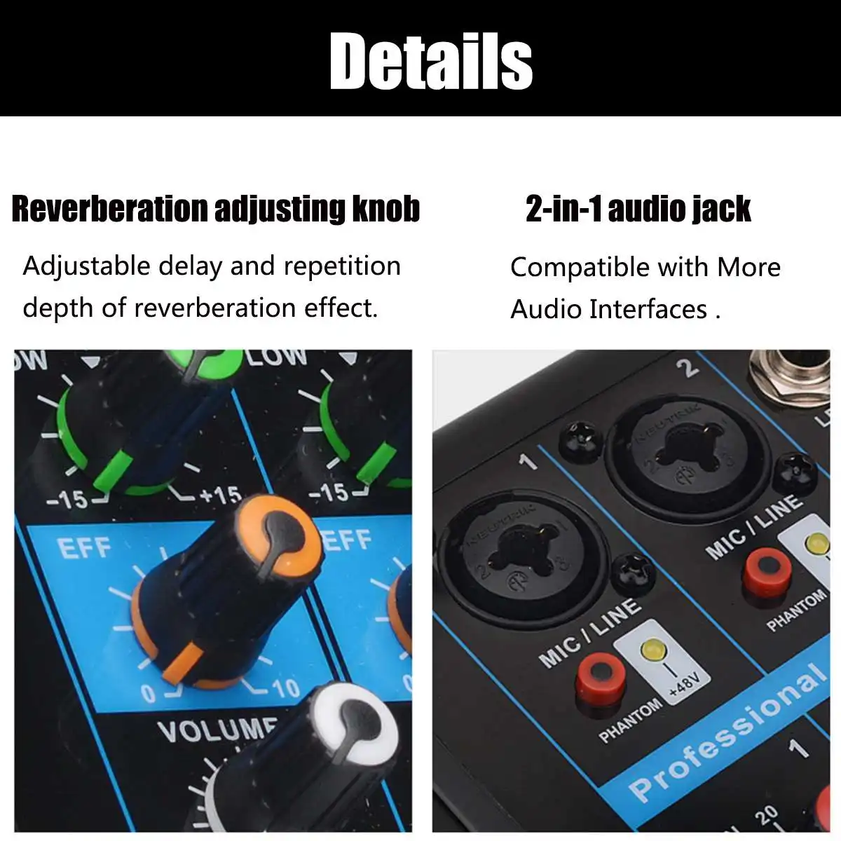 Мини 4 канала аудио микшер USB bluetooth MP3 Live Studio DJ звук микшерный пульт караоке компьютер 48 В фантомное питание для KTV