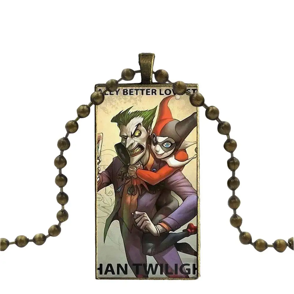 Joker And Harley Quinn стеклянный кабошон чокер подвеска прямоугольное ожерелье стальное