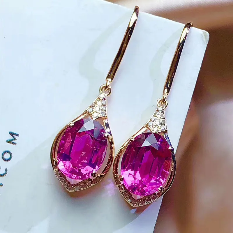 

Stud Earrings New Simulation Red Tourmaline Earrings for Women Caibao Earrings Ear Jewelry Rose Gold Plated Fashion Copper