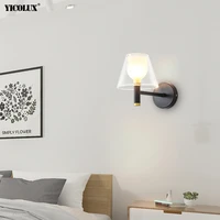 nordic new modern led wall lamps home lighting for living room bedside bedroom aisle corridor iron painted glass lampshade light