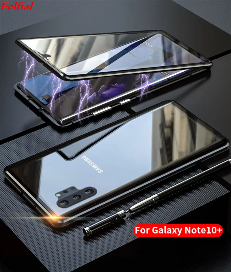 

360 Full Body Case For Samsung Note 20 20Ultra Note 10 Plus Magnetic Aluminum Metal Shell Full Glass Cover