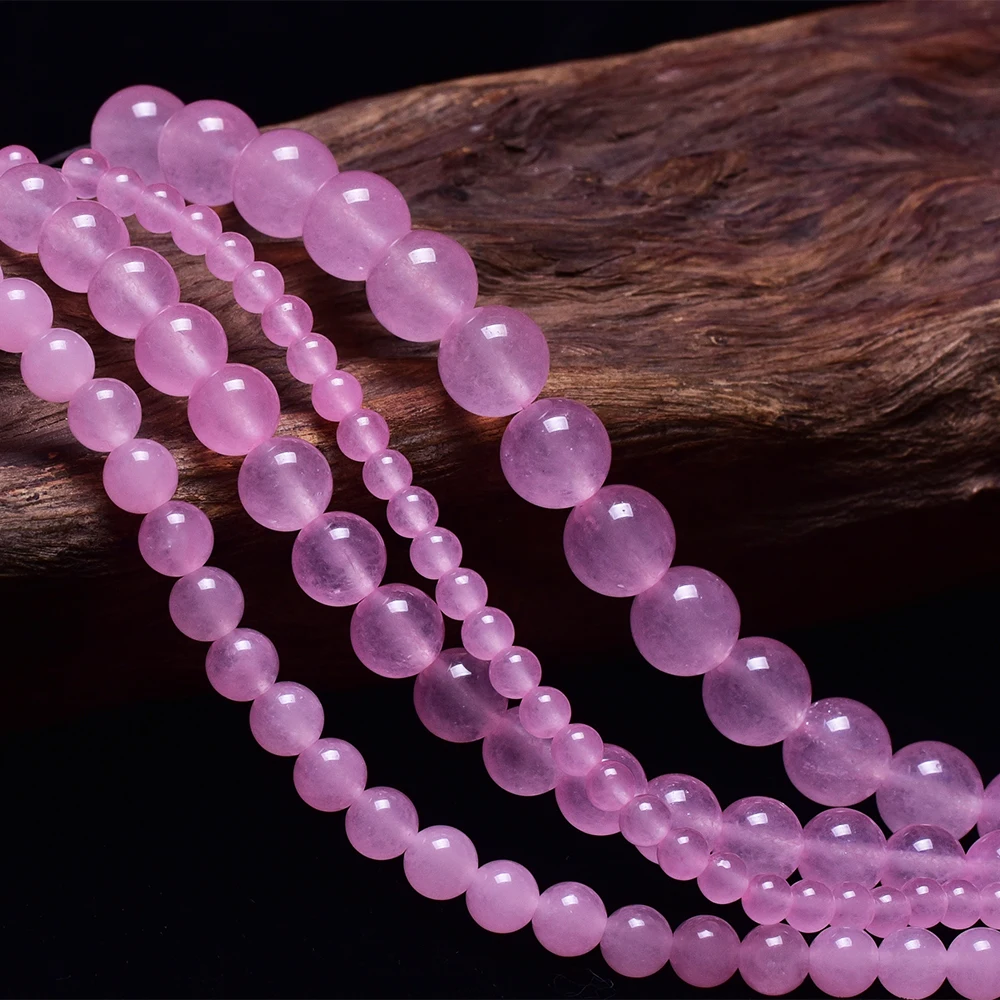 Оптовая продажа натуральный розовый кристалл Asingeloo кварц круглые бусины для