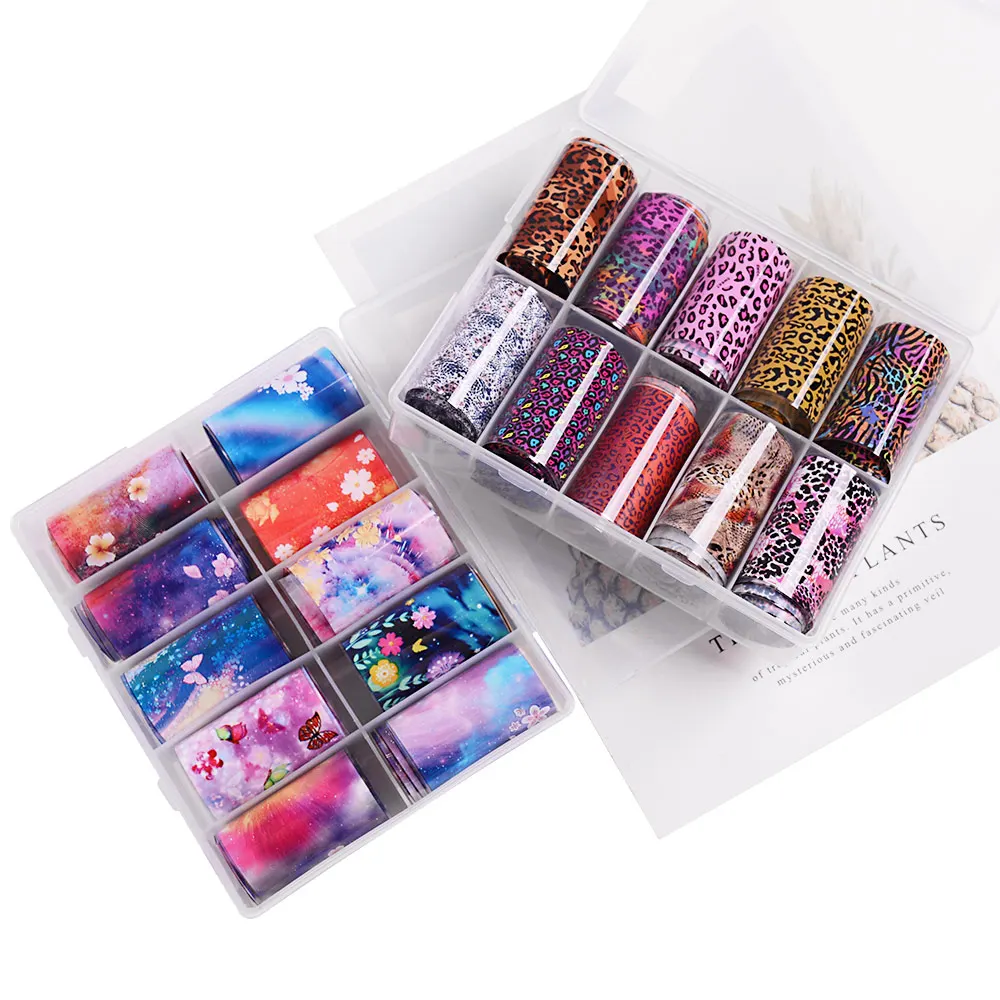 

10roll/lots Nail Foils Flower Series Nail Art Foils Paper Leopard Transfer Sticker Slide Decals Nails Accessories