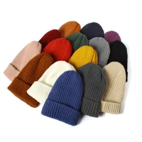 bauhinia brand autumn and winter solid color striped wild knitted hat thick cute woolen hat warm men and women hats