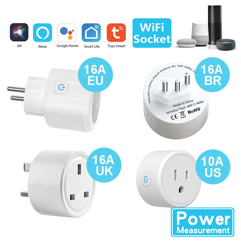 

Smart Plug WiFi Socket EU 16A Power Monitor Timing Function Tuya SmartLife APP Control Works With Alexa Google Assistant Yandex
