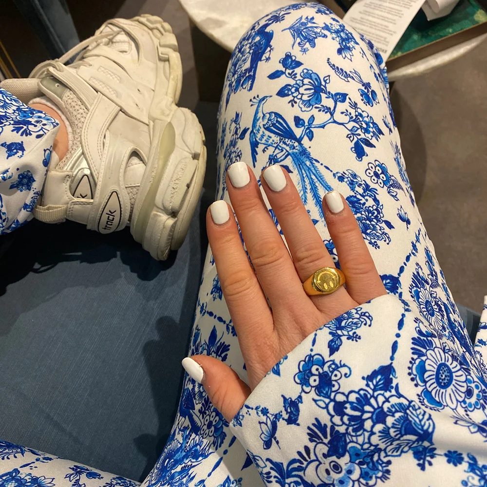 

New Trendy Tarnish Free 18K Gold Plated Stainless Steel Smiley Face Ring Cute Positive Gold Smile Ring For Women