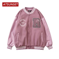 atsunset english alphabet hip hop baseball jacket harajuku retro varsity jacket fashion casual cotton coat streetwear tops