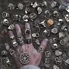 Кольцо мужское матовое из нержавеющей стали 316L, украшение в стиле викингов, черепов, крестов, богов, оружия, черного цвета, с мотоциклом, Ювелирное Украшение в стиле панк