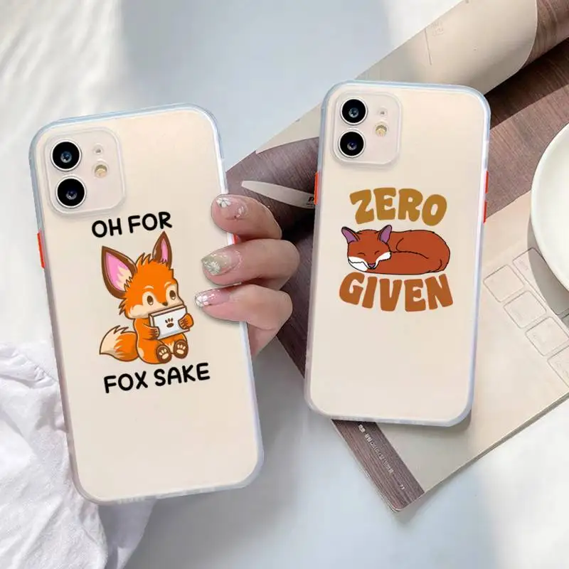 

Anime Funny Foxs Phone Case for iPhone X XR XS 7 8 Plus 11 12 13 pro MAX 13mini Translucent Matte Shockproof Case