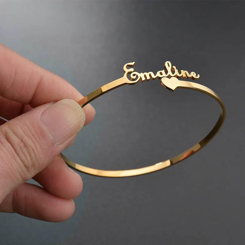 

Nextvance Customized Nameplate Name Bracelet Personalized Custom Cuff Bangles Women Men Rose Gold Stainless Steel Jewelry