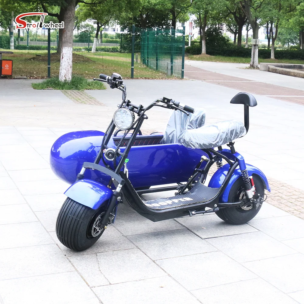 

New EEC Citycoco Electric Scooter Europe Send Door To Door 2000w 20ah Tricycle Electric Three Fat Tire Scooter With Side-car
