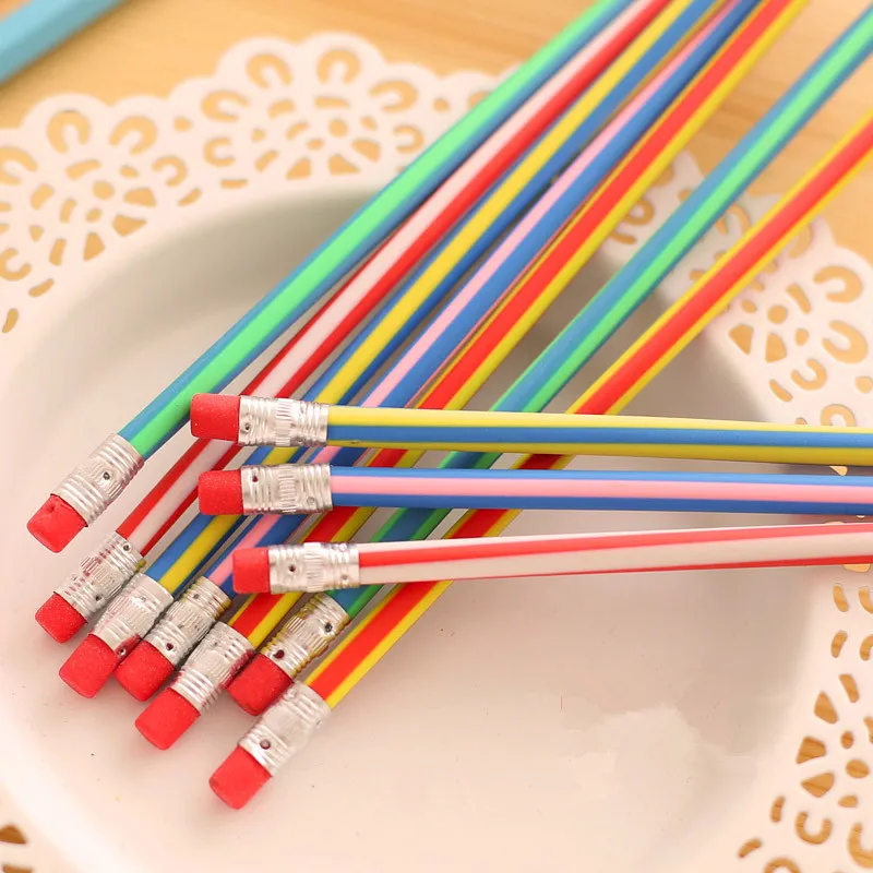 60 шт./лот милый красочный волшебный гибкий мягкий карандаш с ластиком для письма