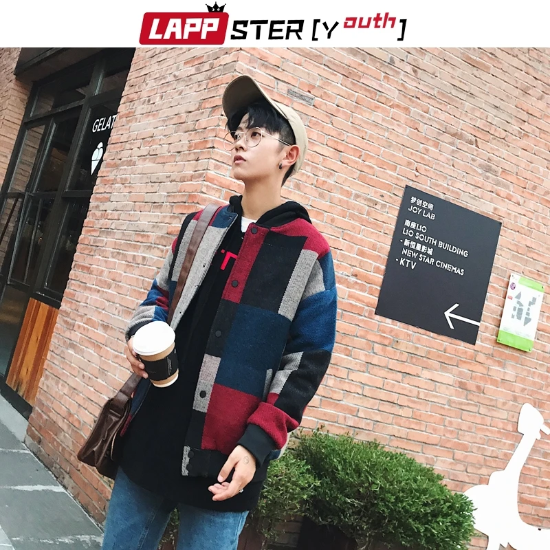 LAPPSTER-молодежная Осенняя мужская куртка-бомбер в клетку Harajuku Мужская s Японская уличная ветровка Корейская бейсбольная куртка 5XL