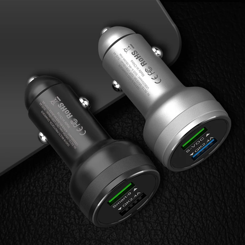 Металлическое автомобильное зарядное устройство двойное USB S Vooc для быстрой