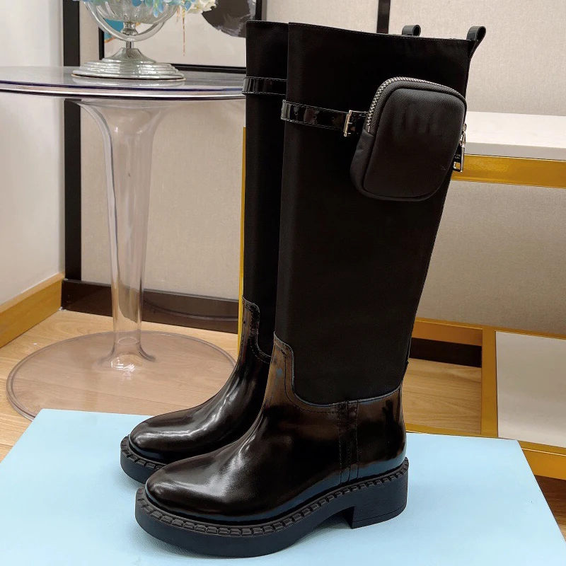

Fashion Knee High Boots Women Cowhide TPU Platfrom Shoes 5CM Luxury Brand Desginer Boots Free Shipping