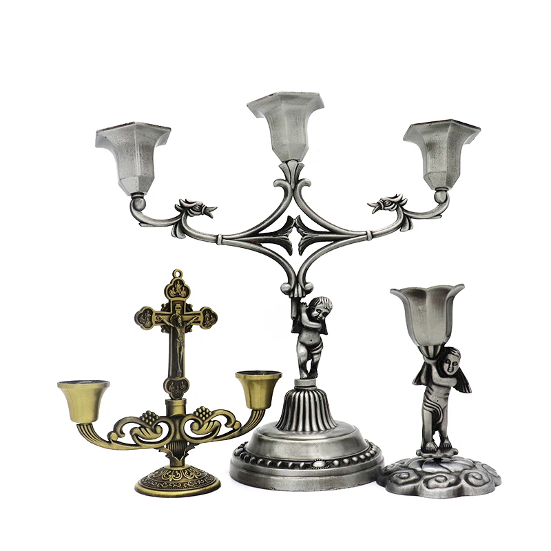 Cross Ornaments Angel 1/2/3 Branch Candlestick Gifts Jesus Articulos Religiosos Catolico Menorah