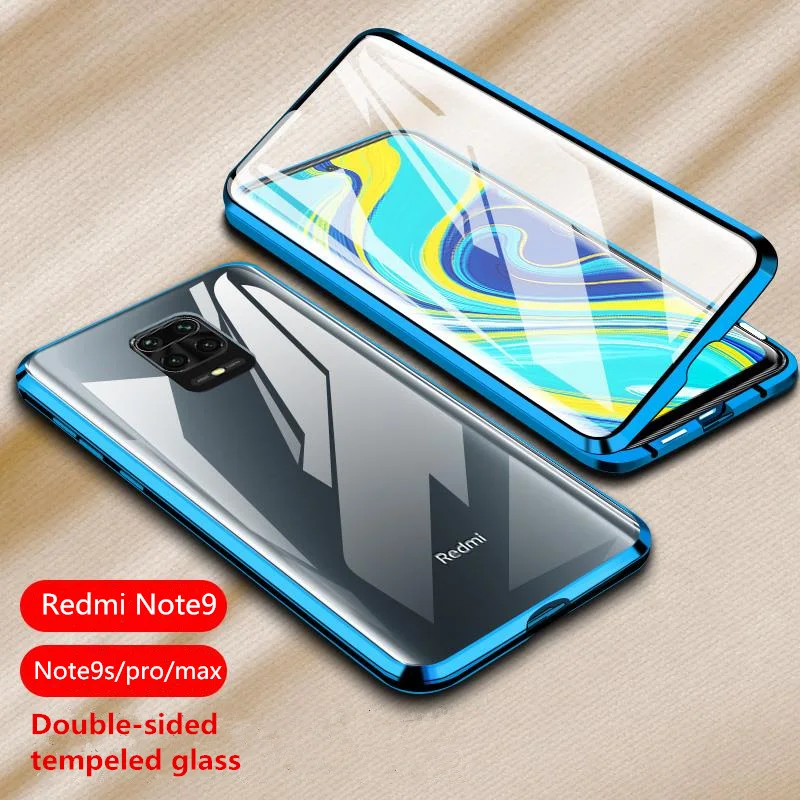 

Double-sided Magnetic 360 Protect Case For Xiaomi Redmi Note 9 9s pro max 8 pro 8A K20 8T 10 9T K30 Tempered Glass Metal Cover