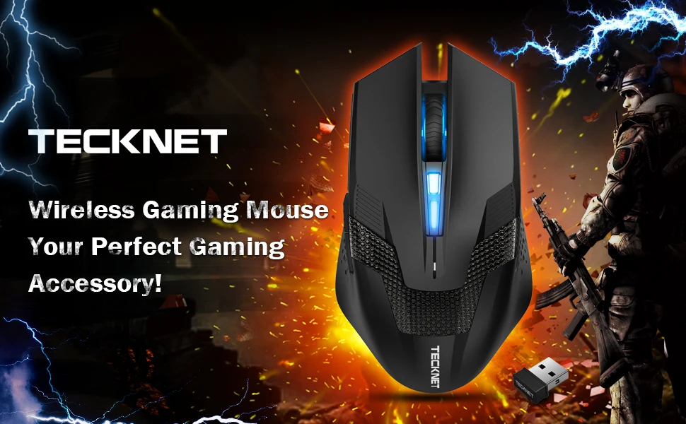 TeckNet программируемая игровая беспроводная мышь 2,4 ГГц RAPTOR светодиодный подсветка 4800 dpi 8 кнопок USB Nano приемник Prime Беспроводные мыши