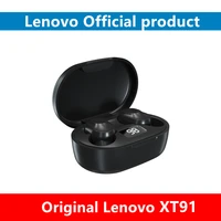 original lenovo xt91 tws wireless bluetooth5 0 earbuds stereo sport gaming headset noise reduction earphone with mic earbuds
